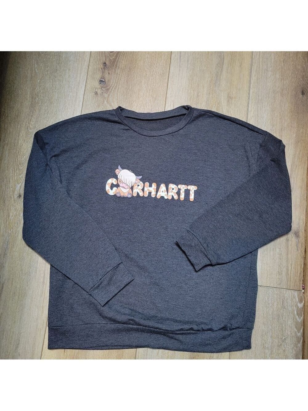 Highland Cow Western Graphic Crewneck – Gray – Men's Size L